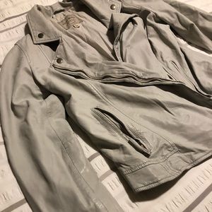 100% Lamb Leather Cream Lucky Moto Jacket
